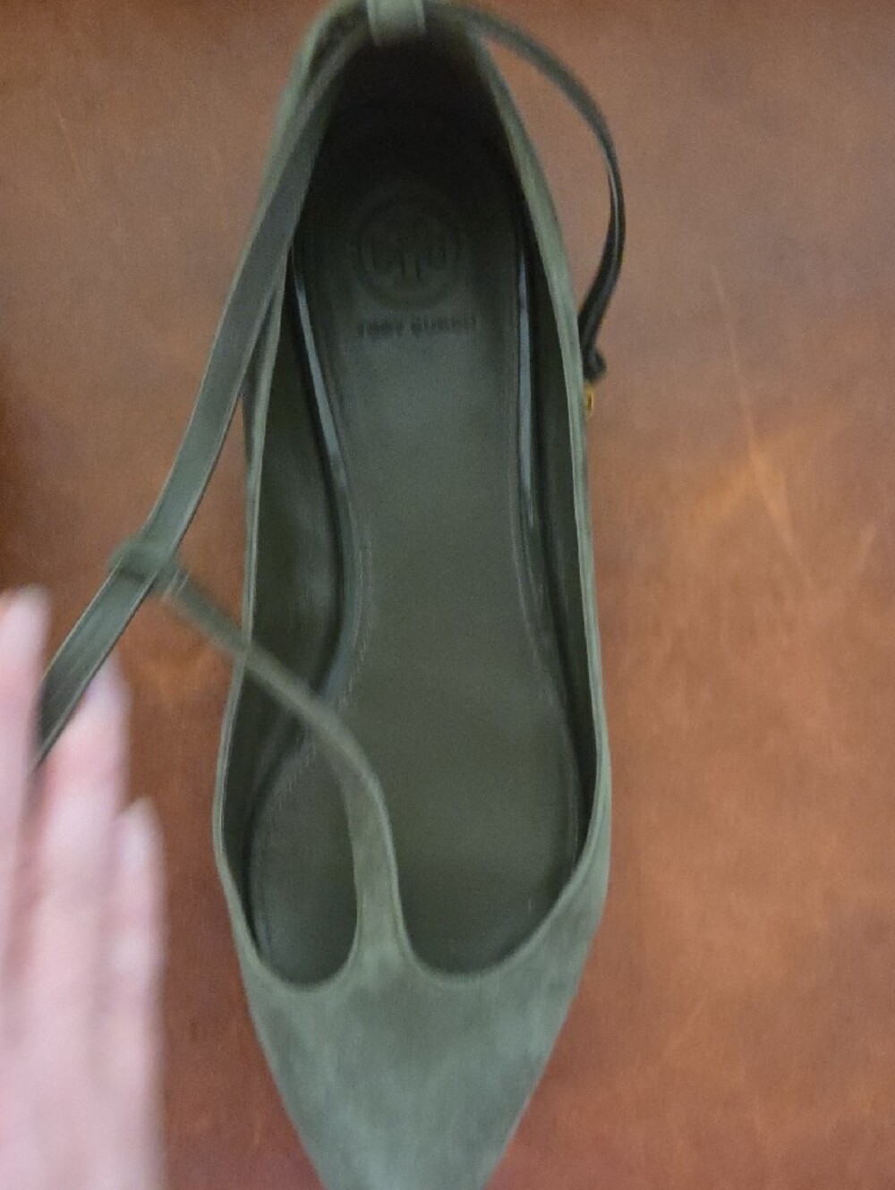 Tory Burch Ashton T-Strap Flats, Olive Green, Size 8M - Picture 8 of 9